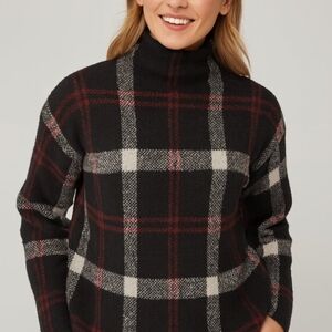 Christian Siriano New York Black and Red Plaid Pullover Sweater